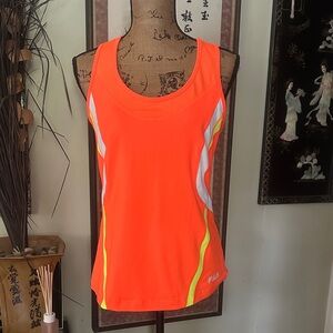 Fila Women's Vibrant Orange Tank Top with White and Yellow Accents